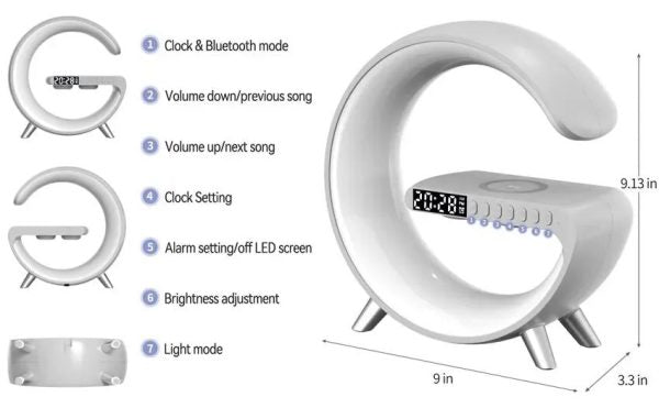 Rgb Light Bluetooth Speaker With 10w Wireless Charging 4 In 1 Led