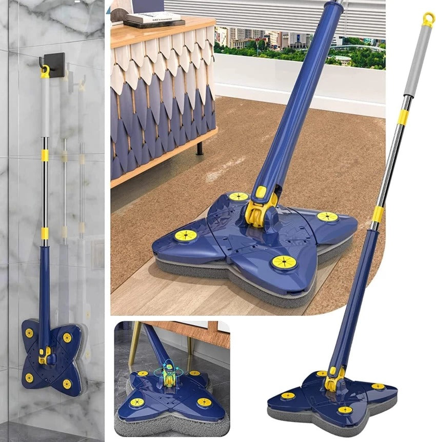 360° Rotatable 4 Leaf Clover Twist Water Auto Squeezes Mop Adjustable Corner Mop