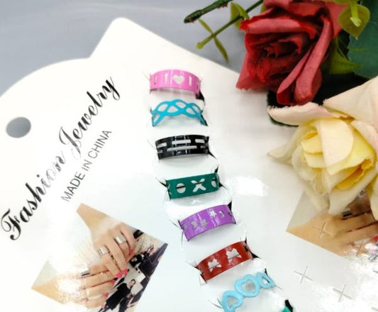 Pack Of 10 Adjustable Multiple Design Ring Set – Multicolor